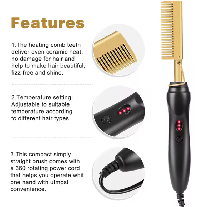 Hot Comb - Electric Straightening Hot Comb for Hair and Wigs