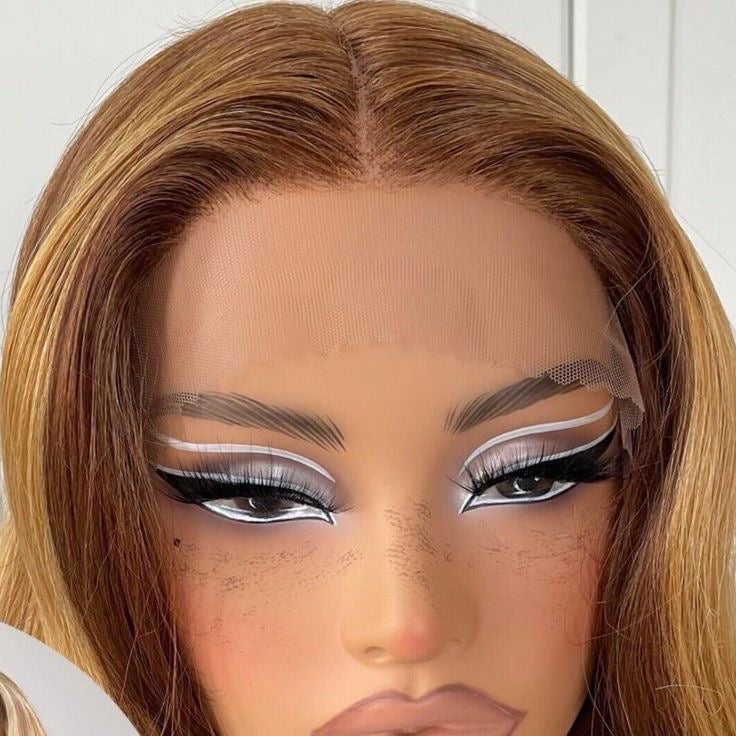 Honey Gold Body Wave Lace Front Wig human blend wig