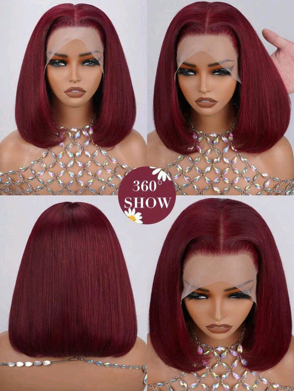 13x4 Burgundy Bob Lace Front Human hair
