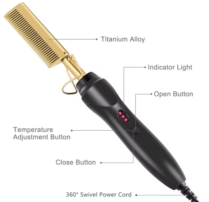 Hot Comb - Electric Straightening Hot Comb for Hair and Wigs