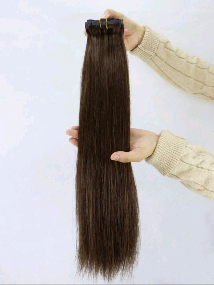 Brown Straight Clip In Extensions