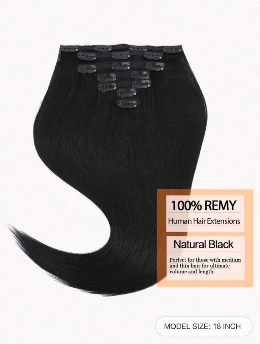 Black Straight Clip In Extensions